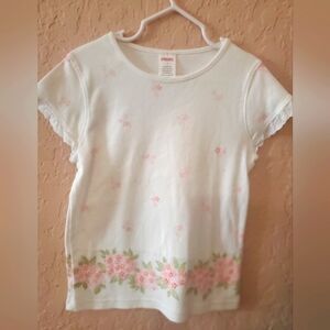 Gymboree  2000s girl tee size 7 white with with floral print. Eyelet size 7/8